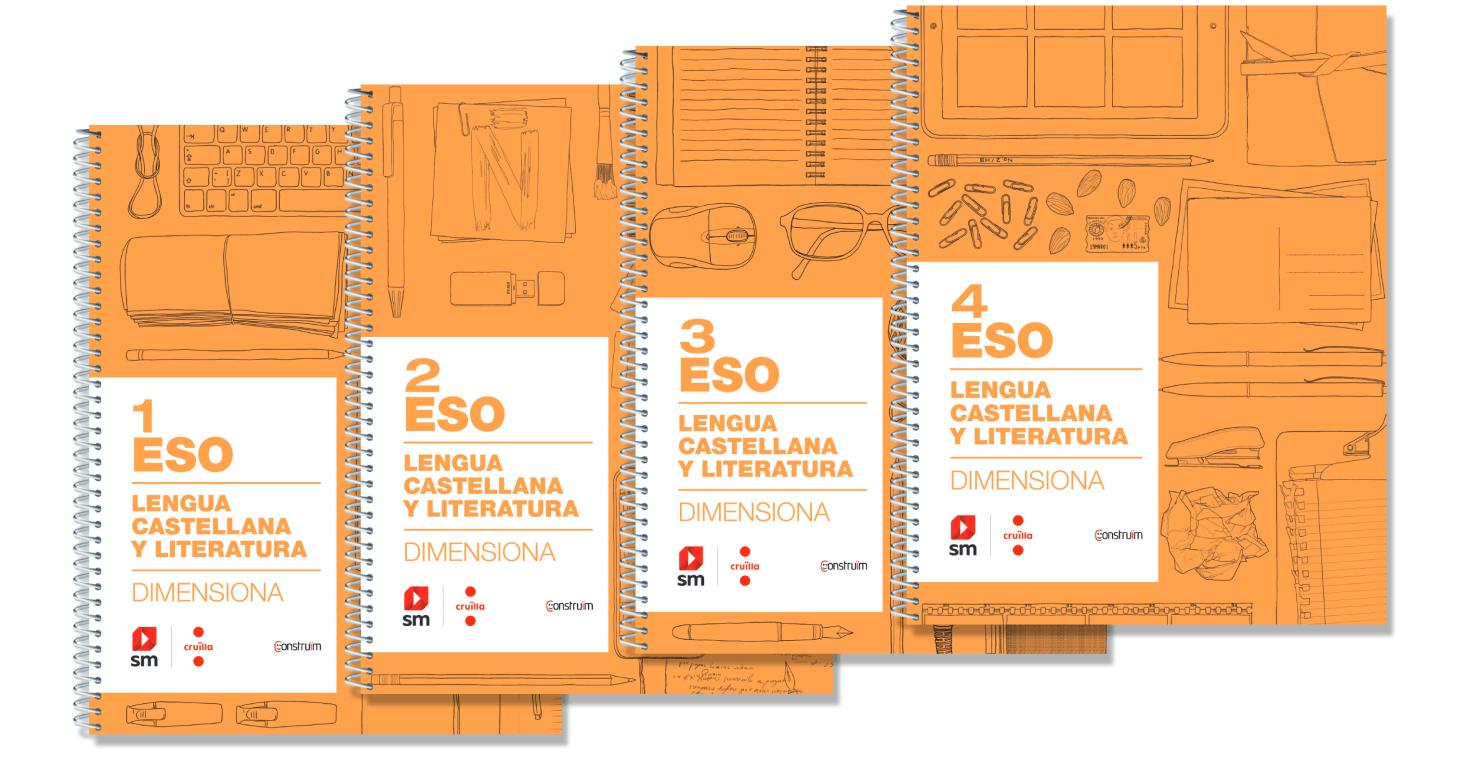 Cubiertas de los cuadernos de 1º a 4º de ESO del ámbito lingüístico de llengua castellana y literatura