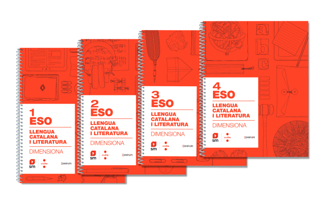 Cobertes dels quaderns de 1r a 4t d'ESO de l'àmbit lingüístic de llengua catalana i literatura